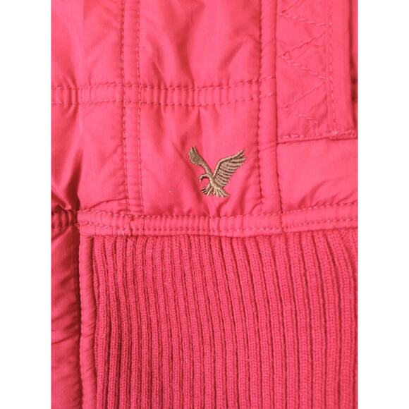 AMERICAN EAGLE Women's Puffer Vest With Removable Hood Red Size Medium - Picture 5 of 10